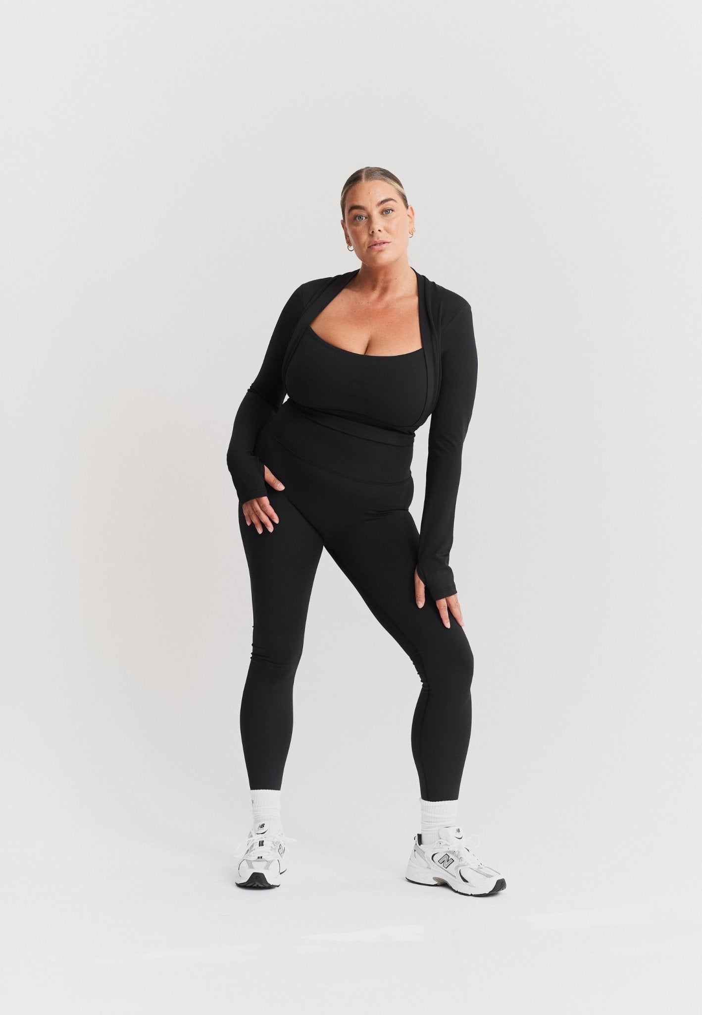 Bolero Long Sleeve Top - Black - tjuso