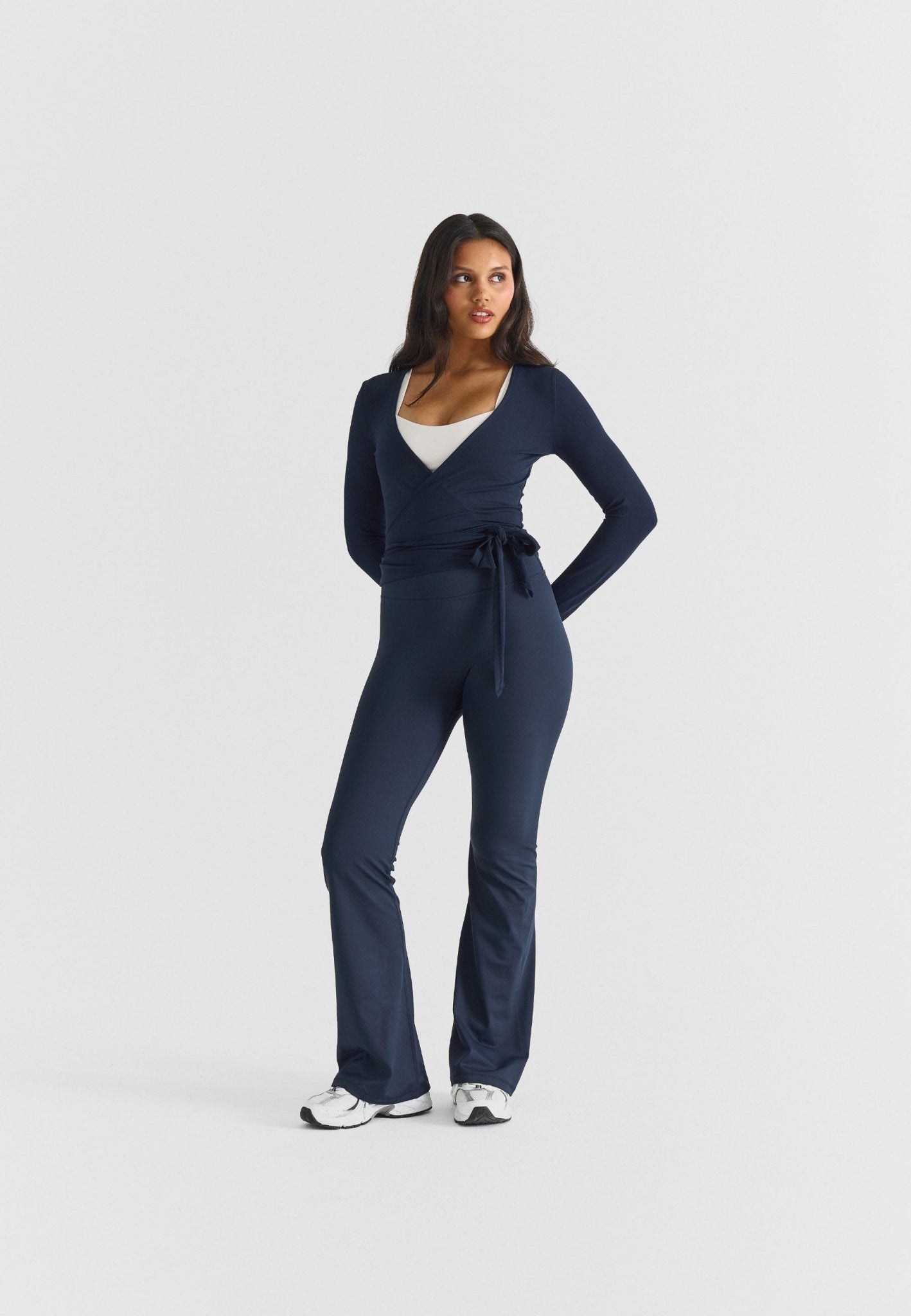 Flared Leggings - Navy - tjuso