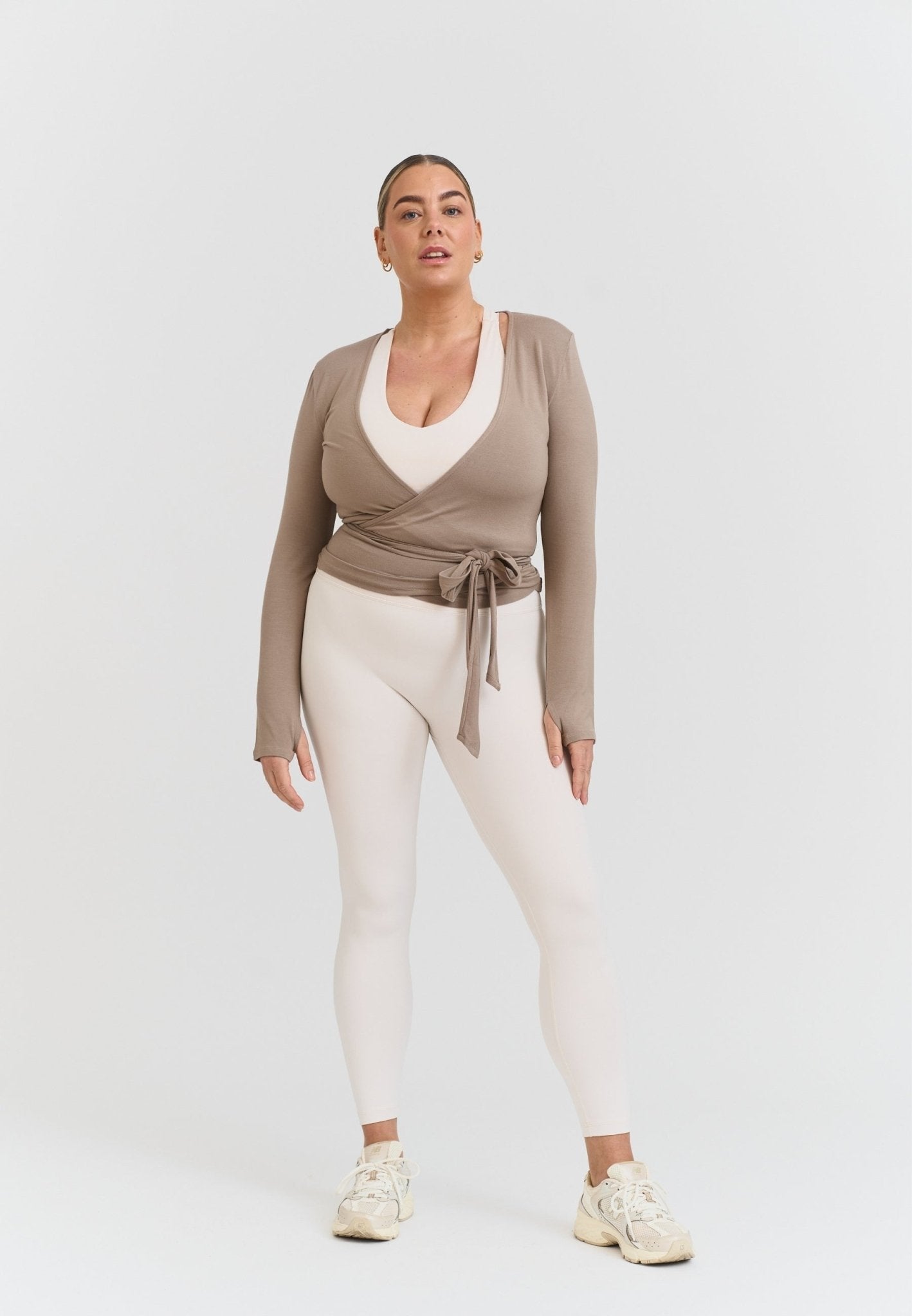 Soft Ballet Wrap Top - Clay - tjuso