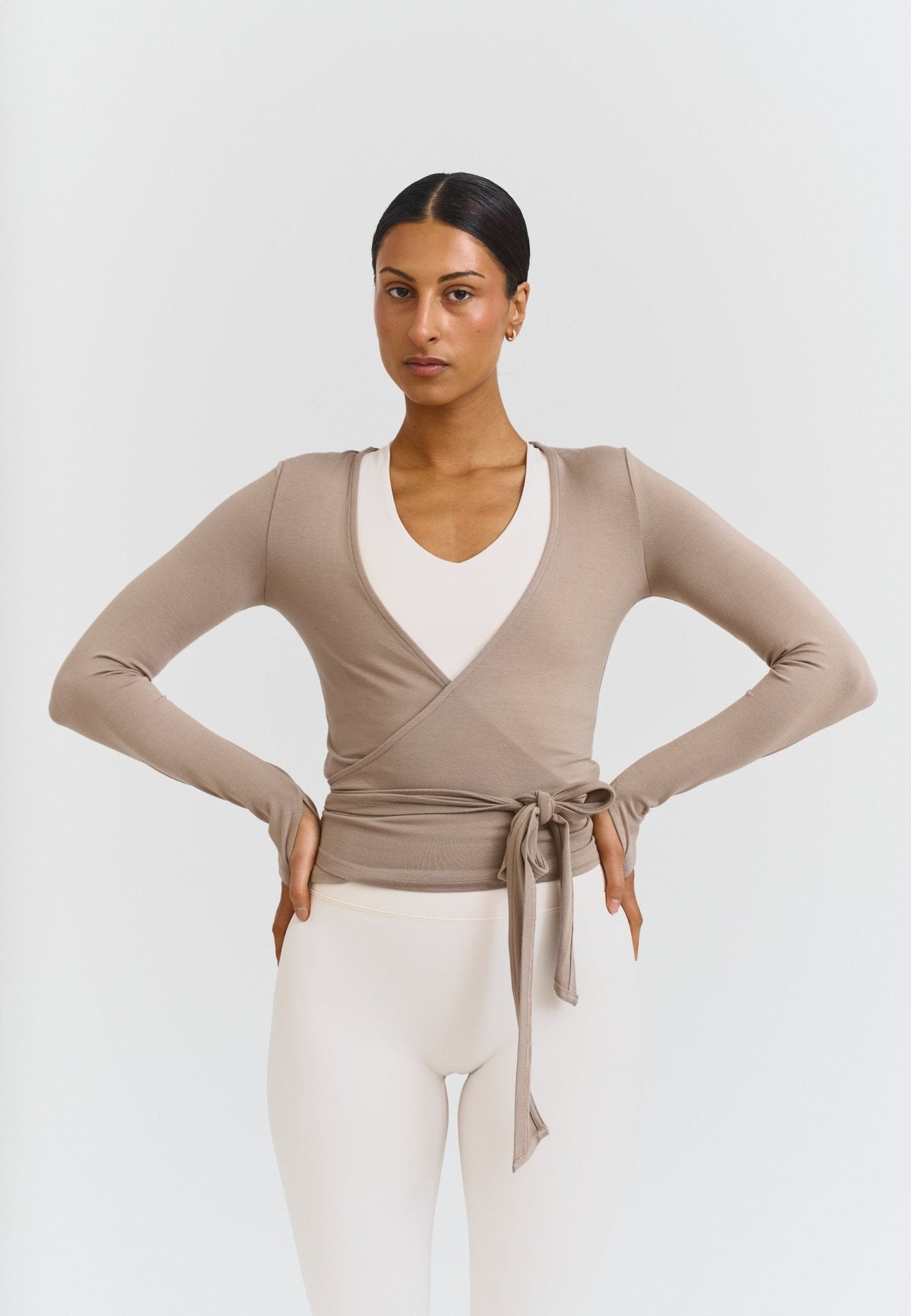 Soft Ballet Wrap Top - Clay - tjuso