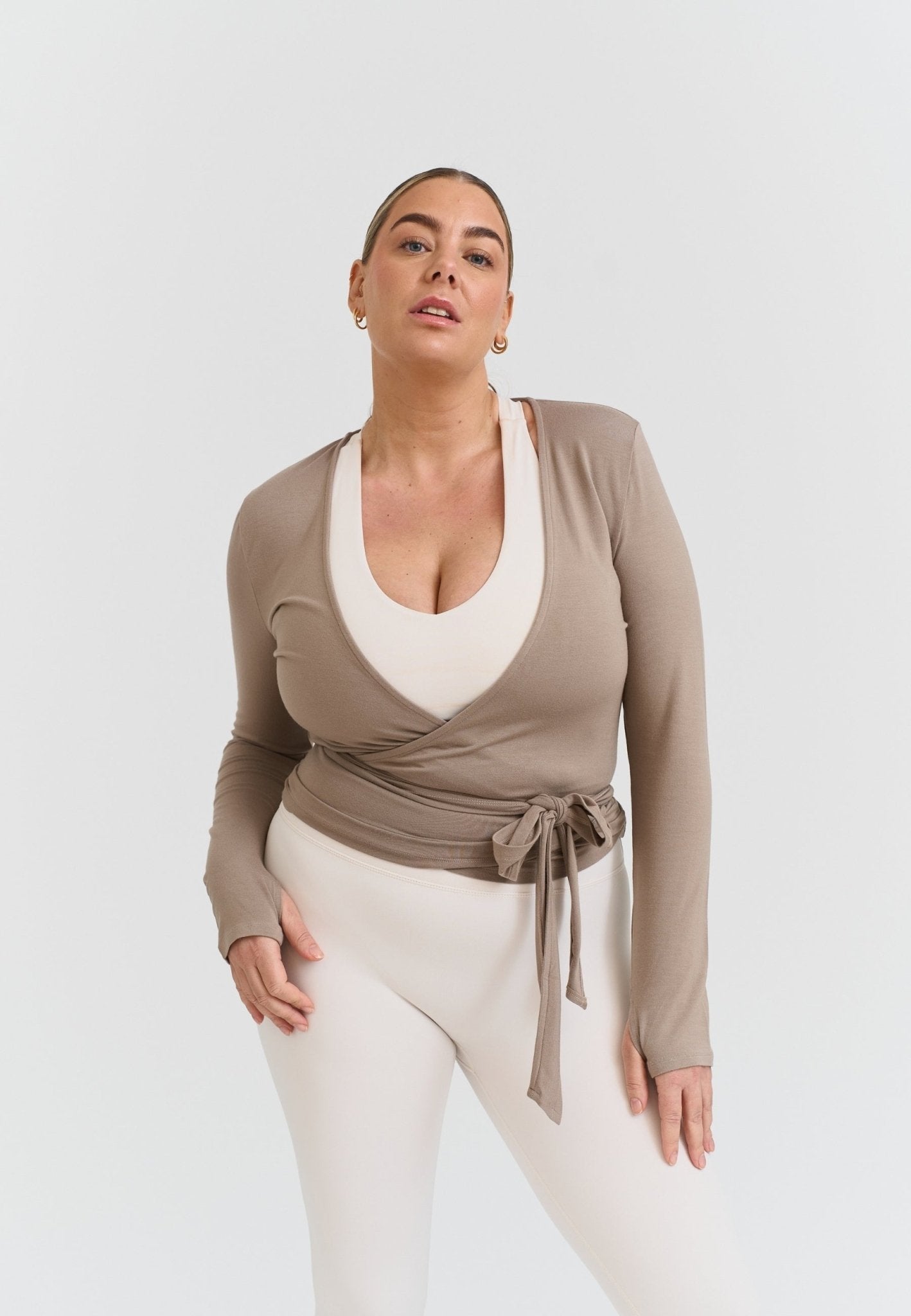 Soft Ballet Wrap Top - Clay - tjuso