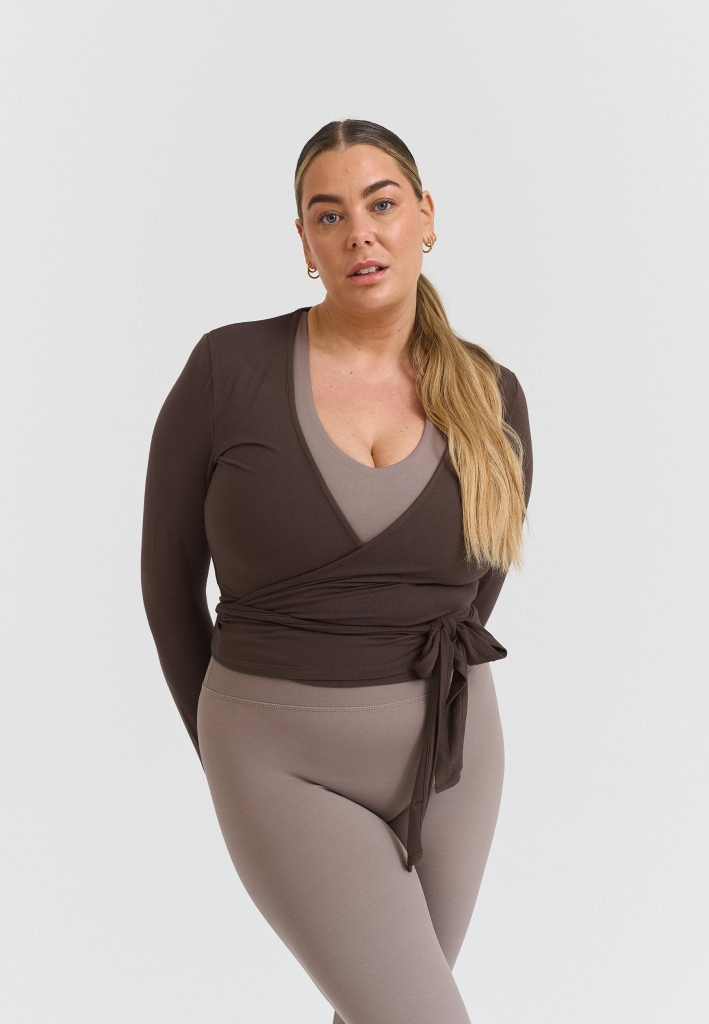 Soft Ballet Wrap Top - Espresso - tjuso
