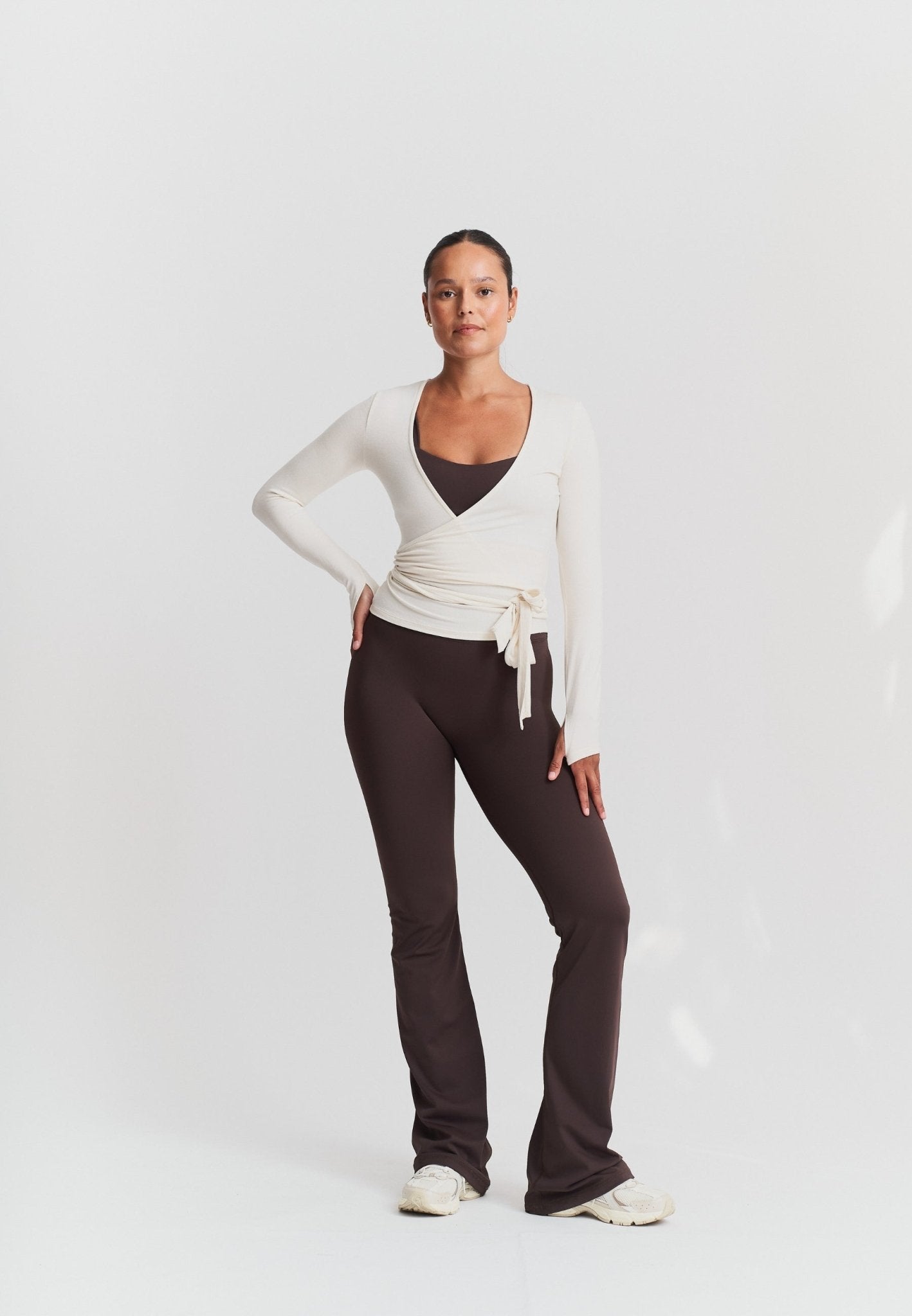 Soft Ballet Wrap Top - Off White - tjuso